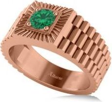 Allurez Two Tone Cut Emerald Mens Fashion Ring 14k Rose Gold (0.50 ct)