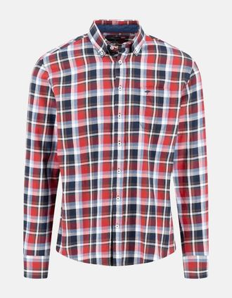 Fynch-Hatton Mens Multicolour Flannel Check Shirt Garnet Red - Size: 46/Regular