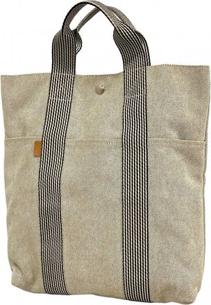Herm&egrave;s Gray Canvas Tote Bag (Pre-Owned)