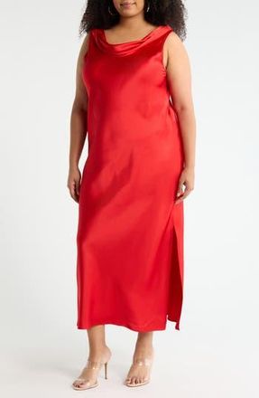 Renee C Cowl Neck Satin Maxi Dress in Red at Nordstrom Rack, Size 1 X