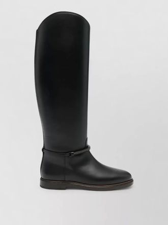 Brunello Cucinelli leather chain-embellished ankle boots