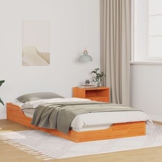 Berkfield Home Floor Bed Frame Wax brown 100 x 210 cm Solid pine wood