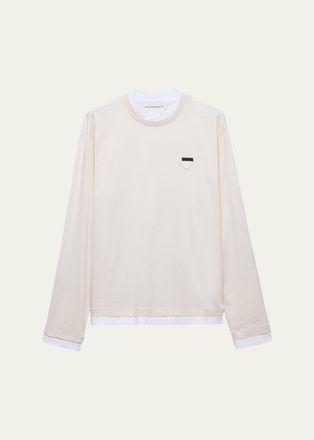Prada Mens Jersey Long-Sleeve Crewneck T-Shirt
