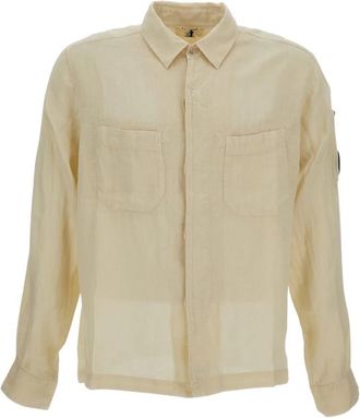 C.P. Company Lino Shirt - Heren - Casual Overhemden - Beige - XL - Linnen - Overhemden