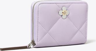 Tory Burch Womens Small Kira Diamond Quilt Clover Wallet, One Size