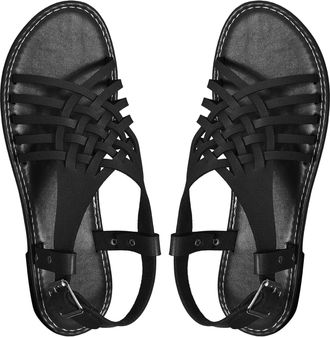 Generic Ladies Sandals Toe Corrector Sandals for Women UK Women Casual Side Hollow Belt Buckle Flat Roman Shoes Summer Fashion Ladies Sandals Memory Foam Sand