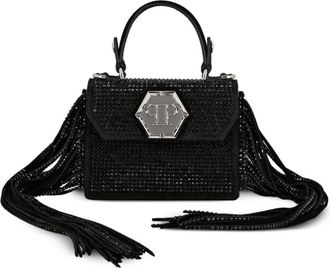 Philipp Plein Superheroin crystal-embellished tote bag - women - Polyurethane/Polyester/Calf Leather/glass - One Size - Black