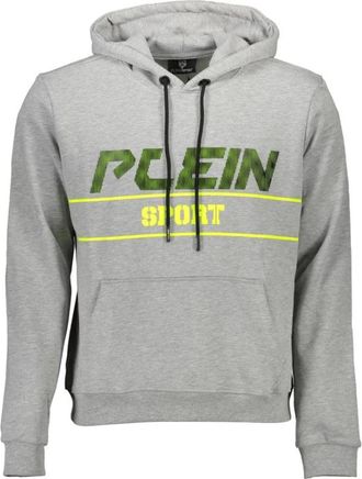 Plein Sport Hooded Sweater - Heren - Sportshirts - Grijs - S - Katoen - Fitness