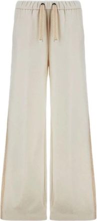 Herno Broek met elastische taille en wijde pijpen - Dames - Wijde Broeken - Wit - M - Wol - Broeken