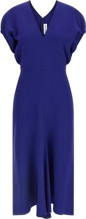 Victoria Beckham Edith Midi Jurk - Dames - Casual kleedjes - Blauw - M - Kleedjes