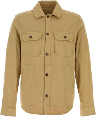 Woolrich Stretch Katoenen Overhemd - Heren - Casual Overhemden - Beige - L - Katoen - Overhemden