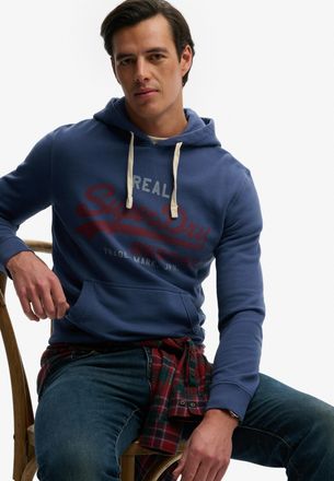 Superdry Kapuzensweatshirt SUPERDRY VL CLASSIC HOOD, Herren, Gr. XXL, hampton blau, angeraute Sweatware, Obermaterial: 100% Baumwolle, bedruckt, regular fit no