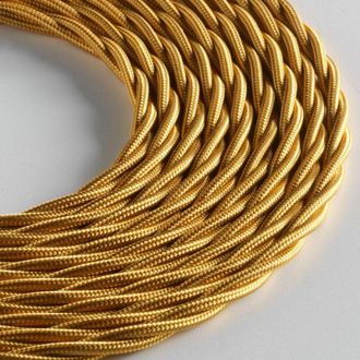 Maximex Klartext - Cavo tessile trecciato belle &eacute;poque per installazione elettrica vintage, 3X1mm, Oro, 10mt