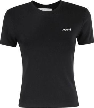 Coperni Monochrome Logo T-shirt met Halslijn - Dames - T-shirts - Zwart - S - Tops