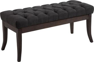 Clp Banco con patas de madera y asiento en Tela Gris oscuro