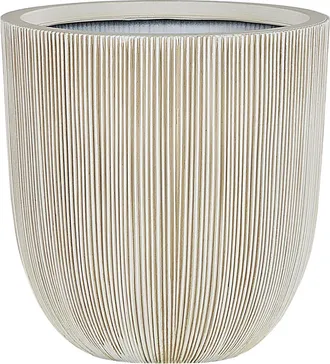 Beliani Maceta De Poli Resina Beige Jardinera De Flores 38 X &Oslash; 37 Cm Accesorios De Decoraci&oacute;n Interior Al Aire Libre Minimalista Moderno Chios