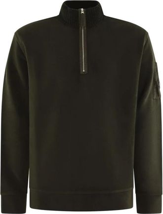 C.P. Company Polo Collar - Heren - Sweatshirts - Groen - L - Katoen - Hoodies & sweatvesten