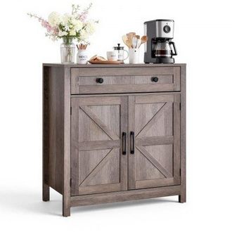 OEM Aparador De Cocina 75 X 37,5 X 80 Cm, Mueble Auxiliar Con Caj&oacute;n Estantes Ajustables, Estilo Casa De Campo, Dispositivo Antivuelco, Armario De Almacena