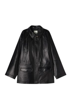 Sandro Smooth leather jacket in Black at Nordstrom, Size 34 Eu