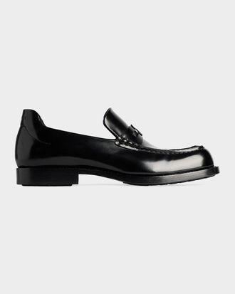 Balenciaga Men & apos;s Comfy B-Logo Calfskin Penny Loafers