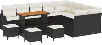 vidaXL Vidaxl - Garden Sofa Set Height-Adjustable 13 pcs Black Poly Rattan