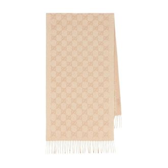 Gucci Winter Scarves, unisex, Beige, Size: ONE SIZE GG Cashmere Lam&eacute; Scarf