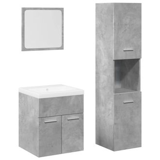 Berkfield Home 4 Piece Bathroom Furniture Set Concrete Grey Engineered Wood