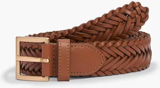 Tommy Hilfiger Mens Square Buckle Woven Leather Belt - Winter Cognac - 40