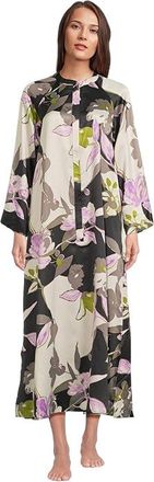 Natori Tsubaki Mandarin Zip Caftan Womens Clothing Black : L (Womens 14-16), Polyester