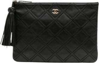 Chanel Pre-owned Clutches, female, Black, Size: ONE SIZE Pre-owned Leather Clutch