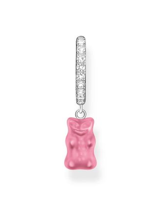 Thomas Sabo orecchino a cerchio singolo con pendente a orsetti rosa in argento sterling