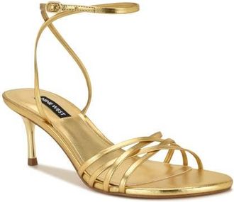 Nine West Gazey Ankle Strap Sandal in Gold at Nordstrom, Size 6.5