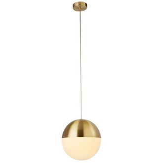 Searchlight Searchlight Endor 1 Light Pendant, Satin Brass Finish With Opal Glass. Dia 250mm