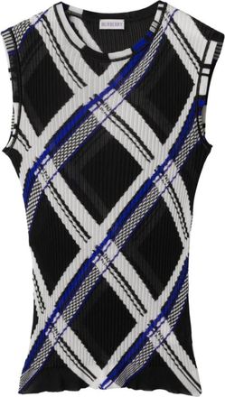 Burberry Zijden Ribgebreide Jacquard Top - Heren - Spencers - Veelkleurig - S - Truien & Vesten