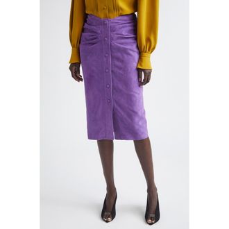 Valentino Ruched Suede Skirt in Dark Purple at Nordstrom, Size 4 Us