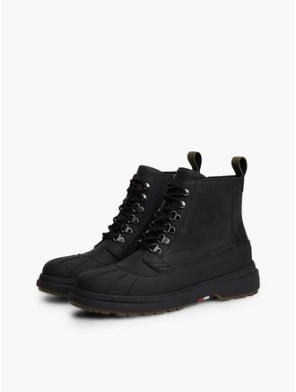 Tommy Hilfiger Mens Waterproof Leather Duck Boot - Black - US 11.5 / EU 45