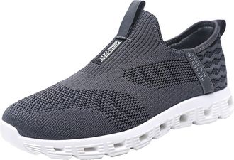 Generic Men Autumn Outdoor Sports Casual Shoes Lightweight Flying Weaving Mesh Design for Daily Walking and Leisure Activities (Grey, 7.5)