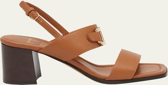 Ferragamo Lou Leather Gancio Slingback Sandals