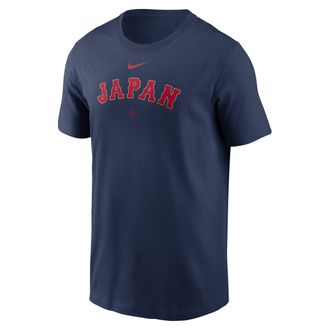 Nike Japan National Baseball Team 2026 World Baseball Classic Wordmark Nike Mens T-Shirt in Blue | N19944BWBJ-NDZ