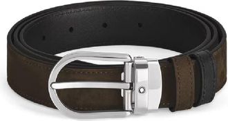 Montblanc Horseshoe 30 mm Reversible Belt in Suede Leather