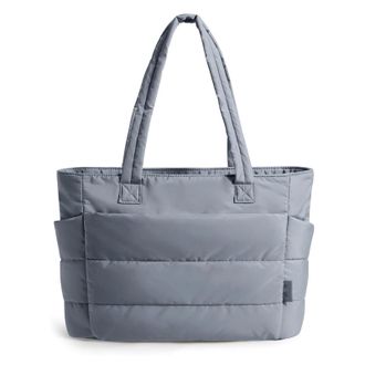 Generic Puffer Tote Bag for Women with Compartments Lightweight Puffy Handbag Large Laptop Purse for Work Travel Gym