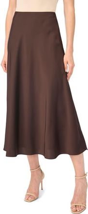 CeCe by Cynthia Steffe Bias Cut Satin Midi Skirt in Coffee Bean at Nordstrom, Size X-Large