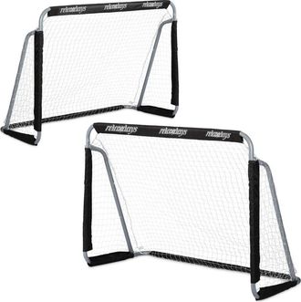 Relaxdays Relaxdays Porter&iacute;a Jard&iacute;n, Set De 2, Ni&ntilde;os Y Adultos, 110 X 150 X 75 Cm, Metal, Miniporter&iacute;a F&uacute;tbol Resistente, Negro