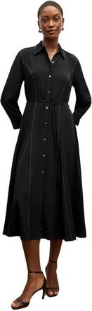 M.M.LaFleur Pepper Dress - Washable Silk Top Stitch in Black at Nordstrom, Size Large