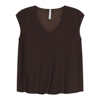Imperial Tops, Dames, Bruin, L, Polyester, Mouwloze Top met V-hals
