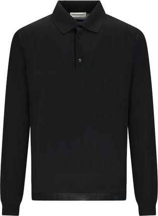 Goes Botanical buttoned long-sleeve polo shirt - Black