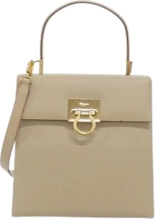 Ferragamo Pre-owned Handbags, female, Beige, Size: ONE SIZE Pre-owned Leather Handbag