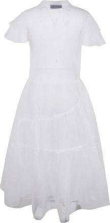 Simone Rocha Gelaagde Organza Midi Jurk - Dames - Casual kleedjes - Wit - XS - Organza - Kleedjes