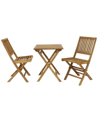 Sunnydaze Nantasket 3Pc Teak Folding Outdoor Bistro Set