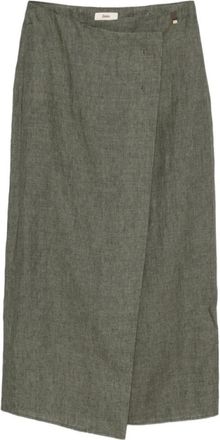 Herno Wikkel Midi Rok - Dames - Midirokken - Groen - M - Linnen - Rokken